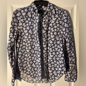 Ralph Lauren Navy and White Floral Blouse